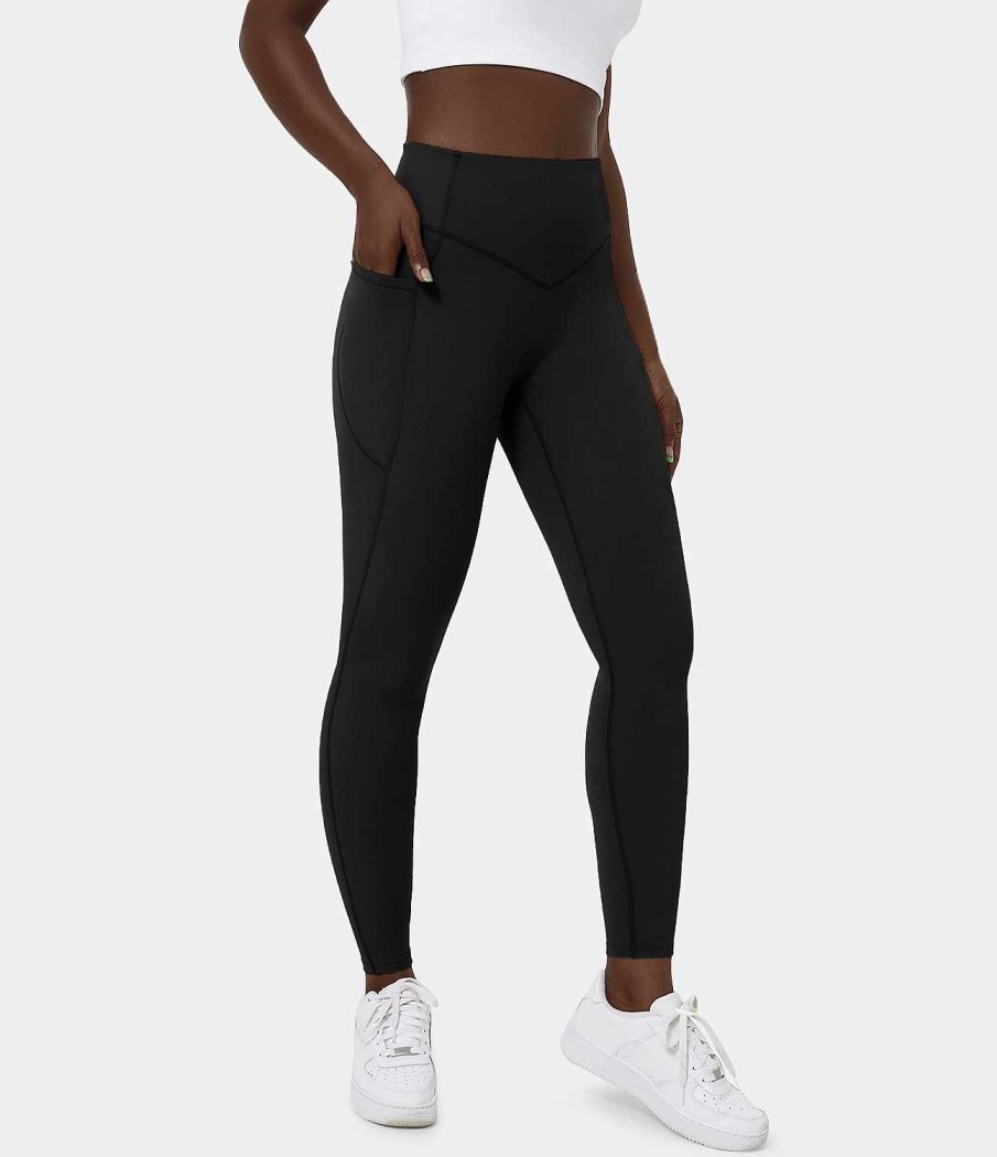 Leggings HALARA | Socinched Hoch Taillierte 7/8-Trainingsleggings Mit Bauchkontrolle Und Seitentaschen