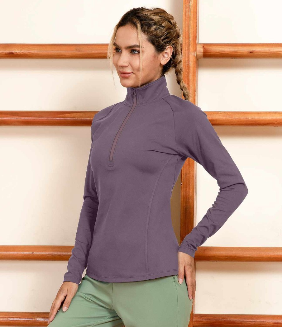 Oberteile HALARA | Solides Sport-Sweatshirt Mit Rollkragen Und Halbem Reisverschluss Zum Abnehmen