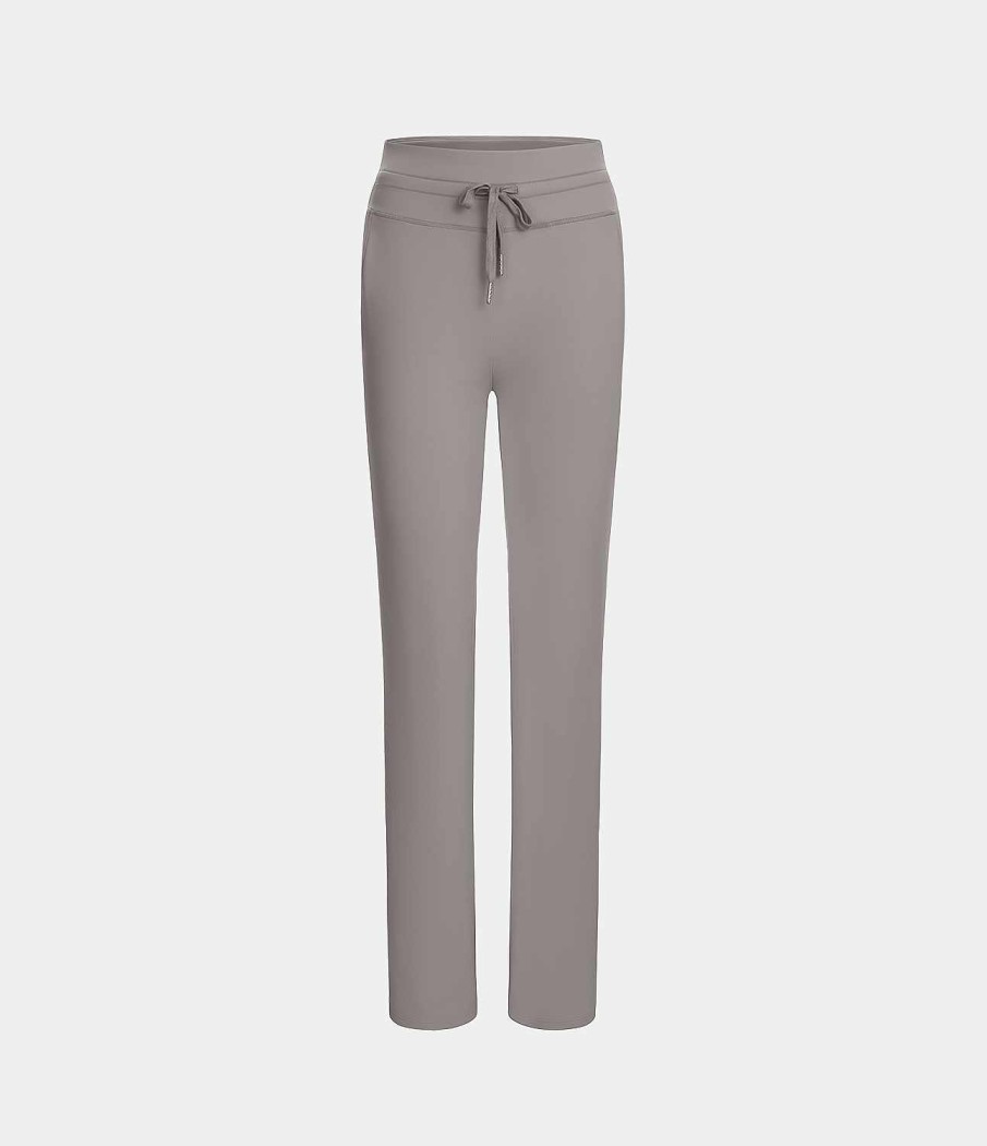 Leggings HALARA | Einfarbige, Lassige Schlaghose Aus Cloudful Air-Gewebe Mit Hohem Bund Und Kordelzug Und Seitentaschen