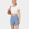 Shorts Und Biker HALARA | Gerippte, Hoch Taillierte Crossover-Yoga-Biker-Shorts Mit Seitentaschen