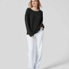 Oberteile HALARA | Langarmliges, Gedrehtes, Einfarbiges, Lassiges Sweatshirt Mit U-Boot-Ausschnitt