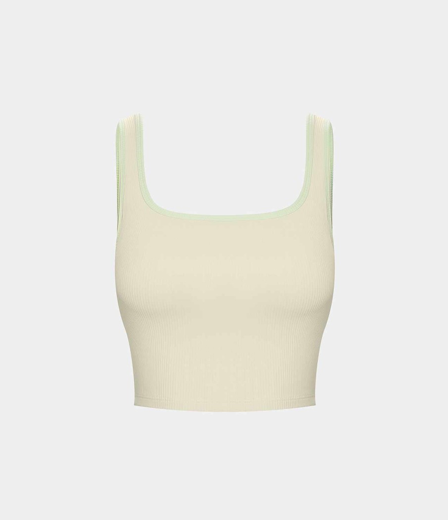 Kleidung HALARA Tanktops Und Camis | Ruckenfreies, Kurzes Yoga-Tanktop Aus Rippstrick Mit Farbblockdesign