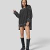 Oberteile HALARA | Oversize-Sweatshirt Aus Gewaschener, Lassiger Baumwolle Mit Geteiltem High-Low-Ausschnitt