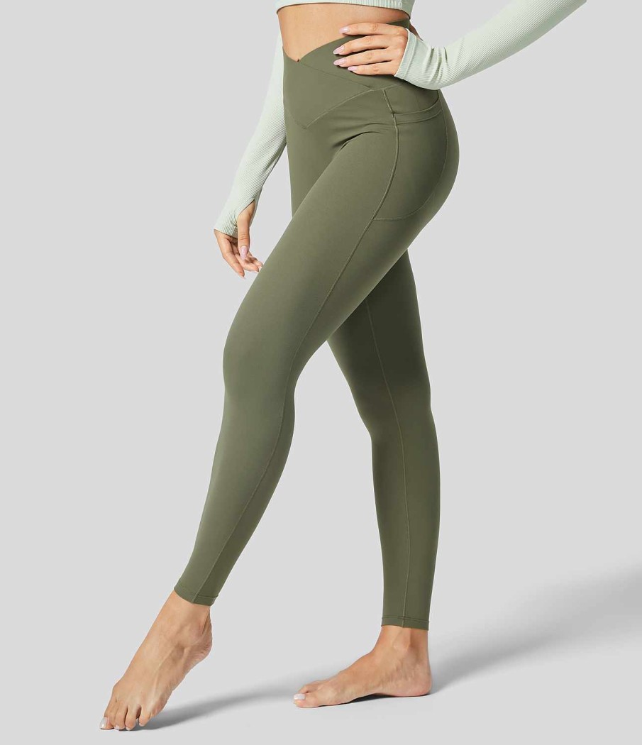 Leggings HALARA | Ultrasculpt Yoga-7/8-Leggings Mit Hoher Taille, Crossover-Bauchkontrolle, Po-Lifting Und Seitentaschen