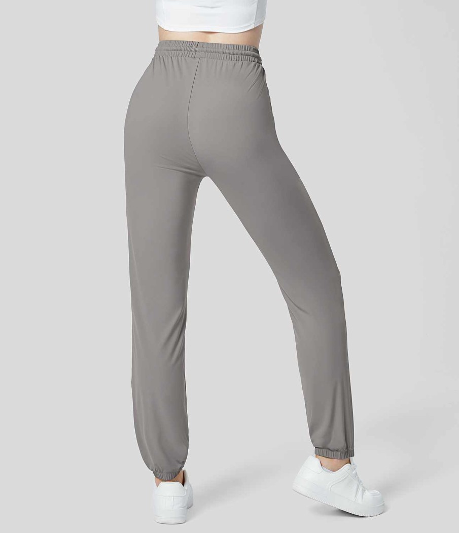 Jogginghosen Und Hosen HALARA | Cloudful Air Fabric Foldover Yoga-Jogginghose Mit Hoher Taille Und Kordelzug An Der Innenseite Und Seitentaschen