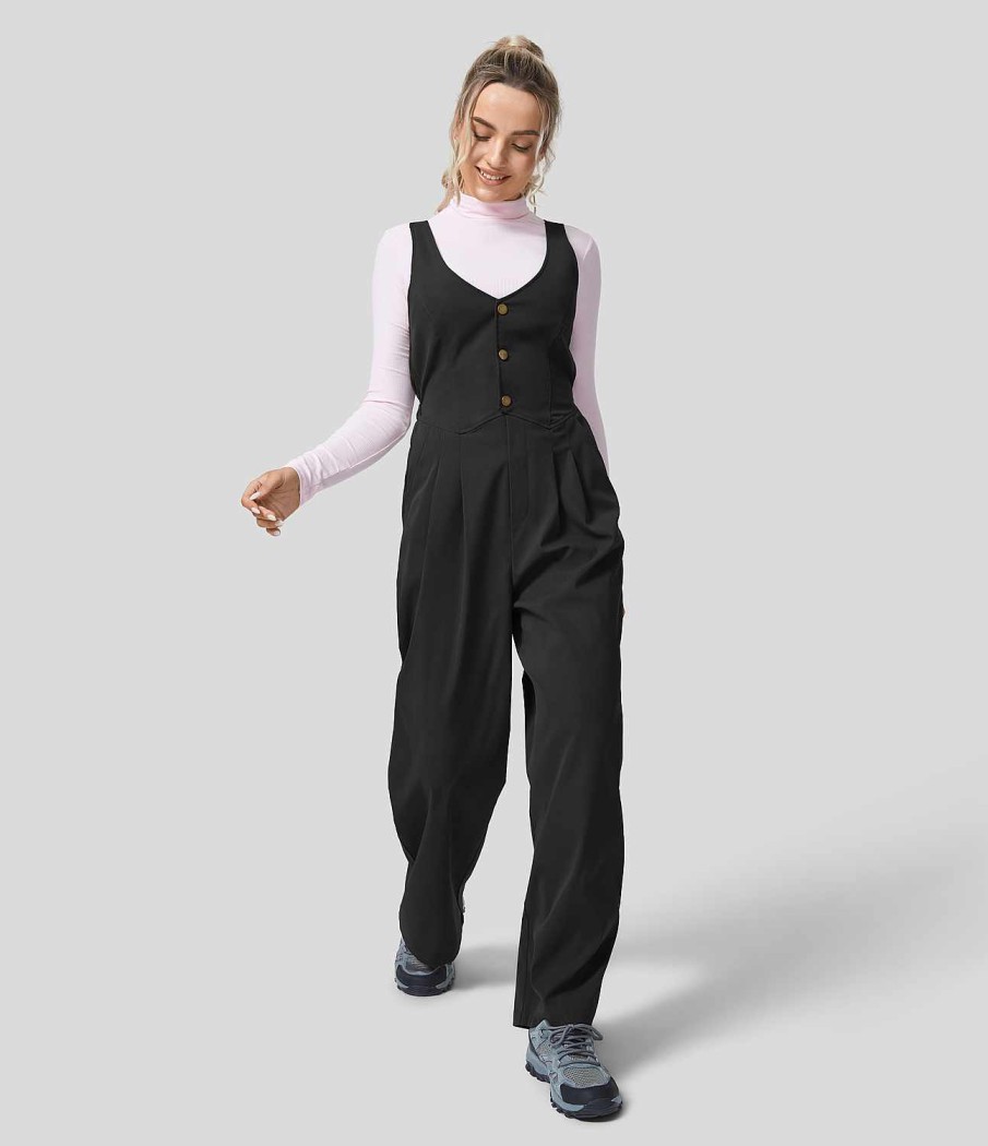 Kleidung HALARA Jumpsuits | Lassiger Overall Mit Knopfen Und Mehreren Taschen Und Geradem Bein