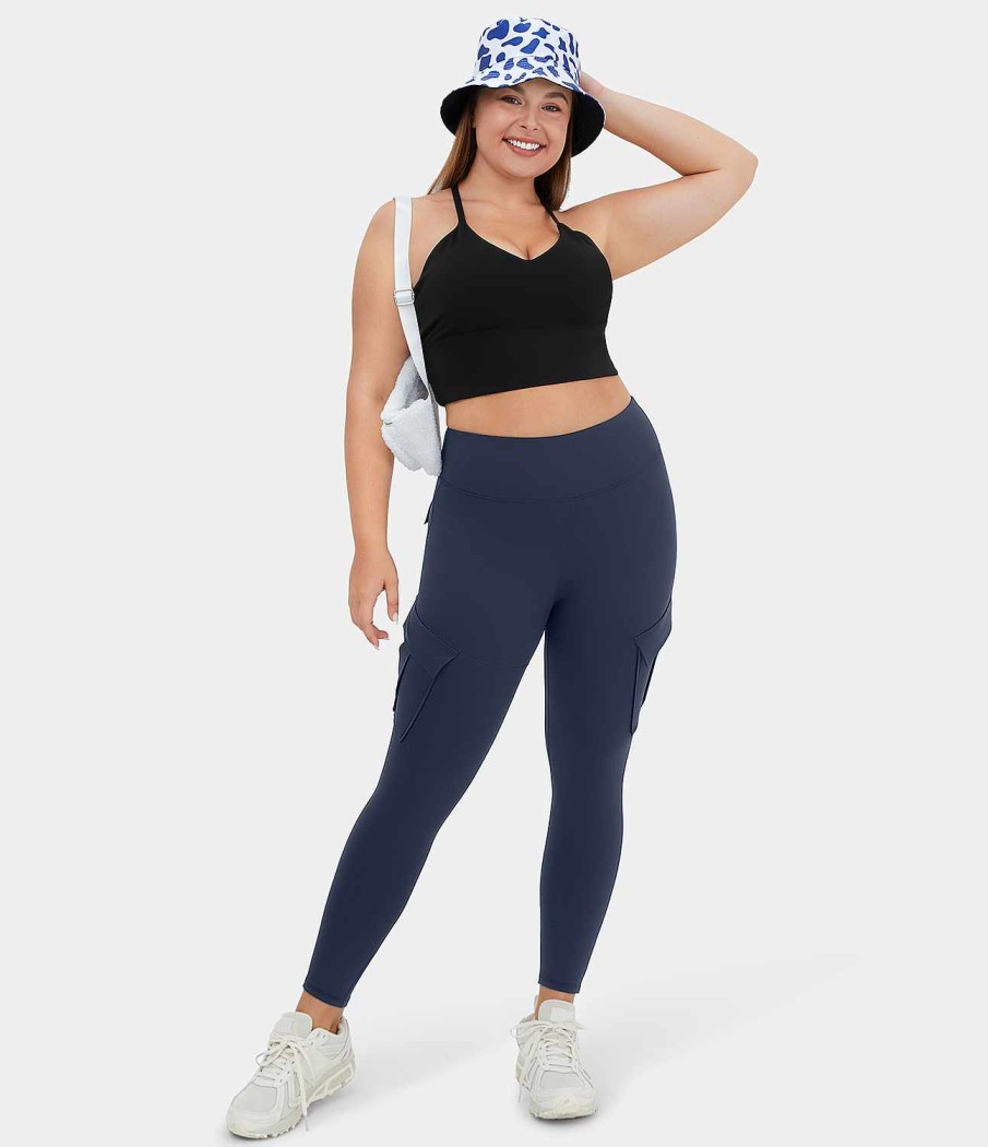 Plus + Kurve HALARA | Skinny-Yoga-Leggings In Ubergrose 7/8 Mit Hoher Taille Und Cargotasche