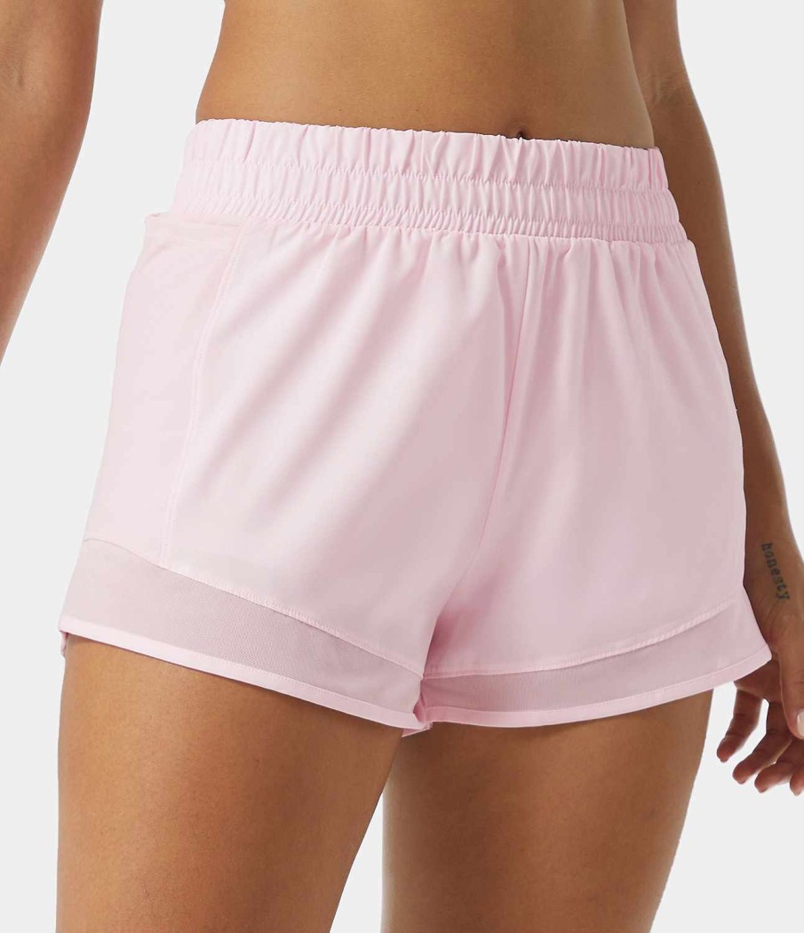 Kleidung HALARA Shorts Und Bikerhosen | 2-In-1-Shorts Mit Hohem Bund Und Kontrastierendem Netzstoff