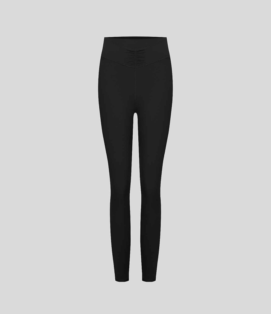 Leggings HALARA | Hoch Taillierte 7/8-Leggings Mit Geruschter Vordertasche Und Po-Lifting-Training