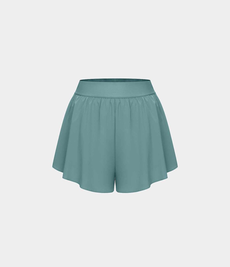 Kleidung HALARA Shorts & Bikershorts | Breezeful Hoch Taillierte, 2-In-1-Seitentaschen-Shorts Mit Ruschen, Schnelltrocknend, 3 Zoll