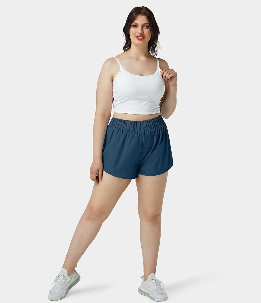 Shorts Und Biker HALARA | Hoch Taillierte Dolphin Hem Run Plus Size Shorts 2,5"