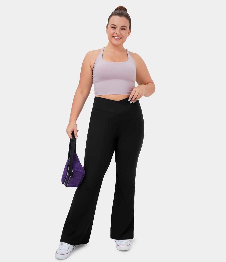 Plus + Kurve HALARA | Patitoff® Flow Tierhaarresistente Crossover-Leggings Mit Hoher Taille Und Gesastasche, Super-Flare-Leggings In Ubergrose