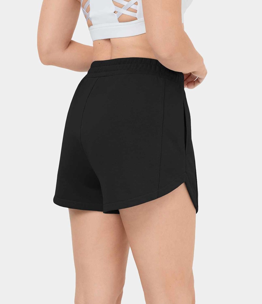 Kleidung HALARA Shorts Und Bikerhosen | Lassige Baumwoll-Shorts Mit Hoher Taille Und Abgerundetem Saum, 7,6 Cm (3 Zoll)