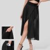 Rocke Und Skorts HALARA | Hoch Taillierter, Lassiger Midi-Flare-Rock Mit Kordelzug Und Kontrastierendem Netzstoff, 2-In-1-Seitentaschen