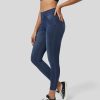 Denim HALARA | Halaramagic Hoch Taillierte 7/8-Leggings Aus Dehnbarem Strickdenim Mit Mehreren Taschen