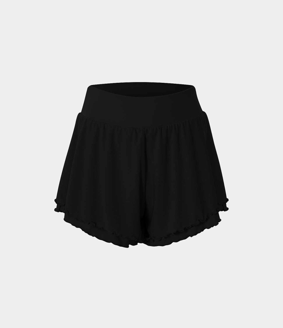 Kleidung HALARA Shorts Und Bikerhosen | 2-In-1-Freizeitshorts Mit Hohem Bund Und Ruschensaum