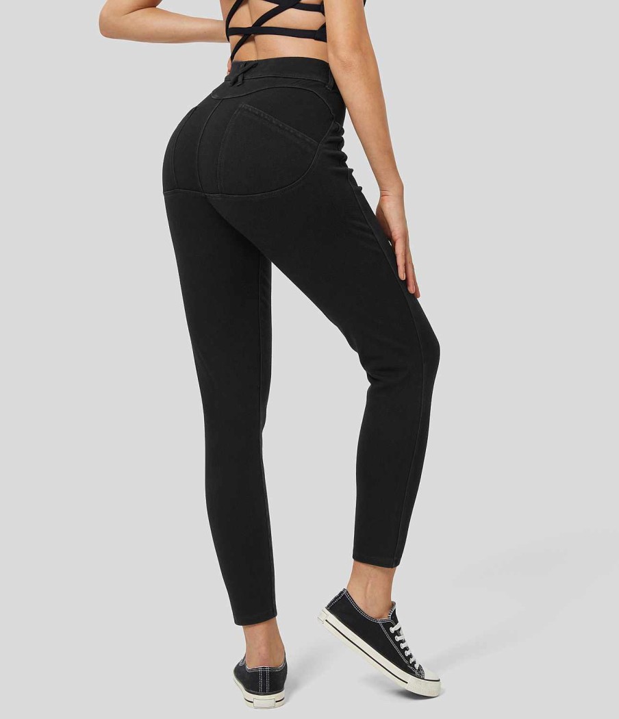 Leggings HALARA | Halaramagic Lassige Skinny-Jeans Aus Elastischem Strick Mit Hoher Taille Und Seitentasche Hinten