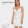 Rocke Und Skorts HALARA | Cloudful Shine Fabric, Verstellbares, Ruckenfreies, Verdrehtes, Geruschtes, Figurbetontes, Dehnbares, Lassiges Minikleid Aus Kunstleder Mit Foliendruck