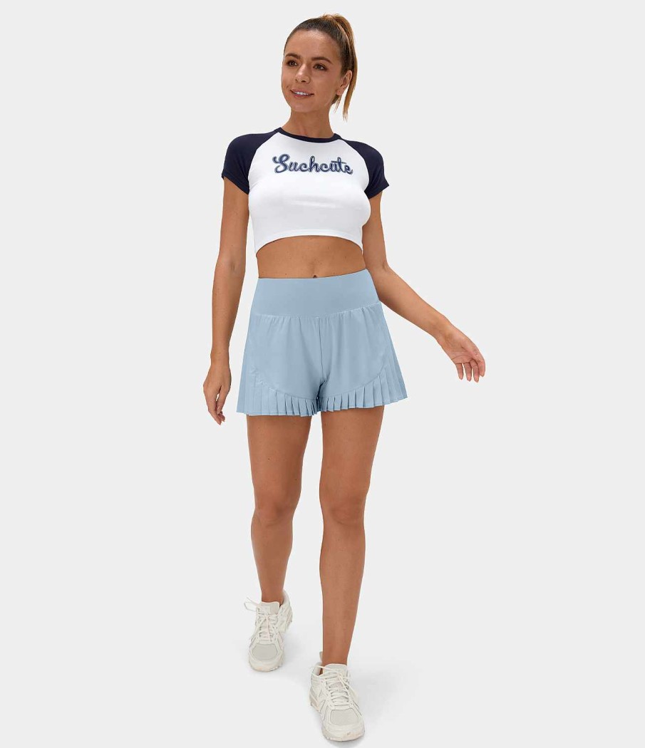 Kleidung HALARA Shorts Und Bikerhosen | Breezeful Hoch Taillierte, Plissierte, Schnell Trocknende Freizeitshorts Mit Breitem Bund, 3 Zoll