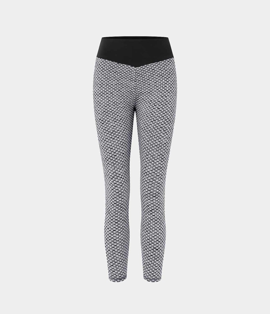 Leggings HALARA | Hoch Taillierte, Geruschte Waben-Yoga-Leggings