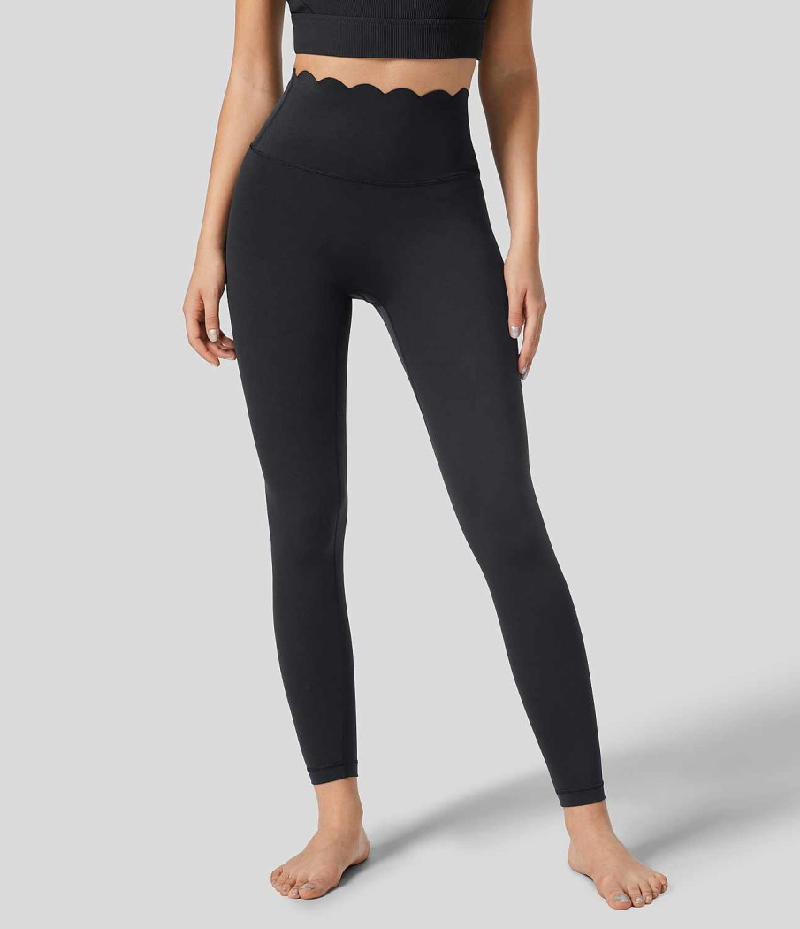 Kleidung HALARA Leggings | Hoch Taillierte Yoga-7/8-Leggings Mit Muschelbesatz