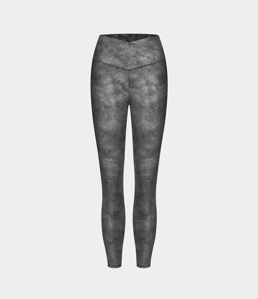 Rocke Und Skorts HALARA | Stretchige Crackle Yoga 7/8-Leggings Mit Uberkreuzten Gesastaschen