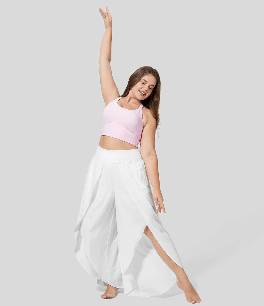 Jogginghosen Und Hosen HALARA | Breezeful Hoch Taillierte Palazzo-Hose Mit Tasche Am Hinteren Bund, Fliesende, Geteilte 2-In-1-Hose Mit Weitem Bein Und Schnell Trocknender, Lassiger Hose In Ubergrose