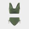 Kleidung HALARA Zweiteilige Outfits | Solides Bikini-Set Mit Seitlichem Bindeband Und V-Ausschnitt