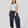 Plus + Kurve HALARA | Mittelhohe, Elastische Taille, Kordelzug, Seitentasche, Palazzo, Fliesende, Weite Beine, Lassige Plus-Size-Hose