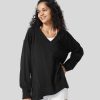 Oberteile HALARA | V-Ausschnitt, Lange Armel, Verstellbarer Reisverschluss Am Saum, Lassiges Baumwoll-Sport-Sweatshirt