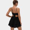 Kleider HALARA | Ruckenfreies, Verstellbares Trager-Tieback-Tiefruschen-Flowy-Slip-Mini-Casual-Baumwollkleid