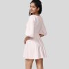 Kleider HALARA | Cloudful Air Fabric Tiefes V-Ausschnitt-Bischofsarmel-Flare-Mini-Cool-Touch-Freizeitkleid