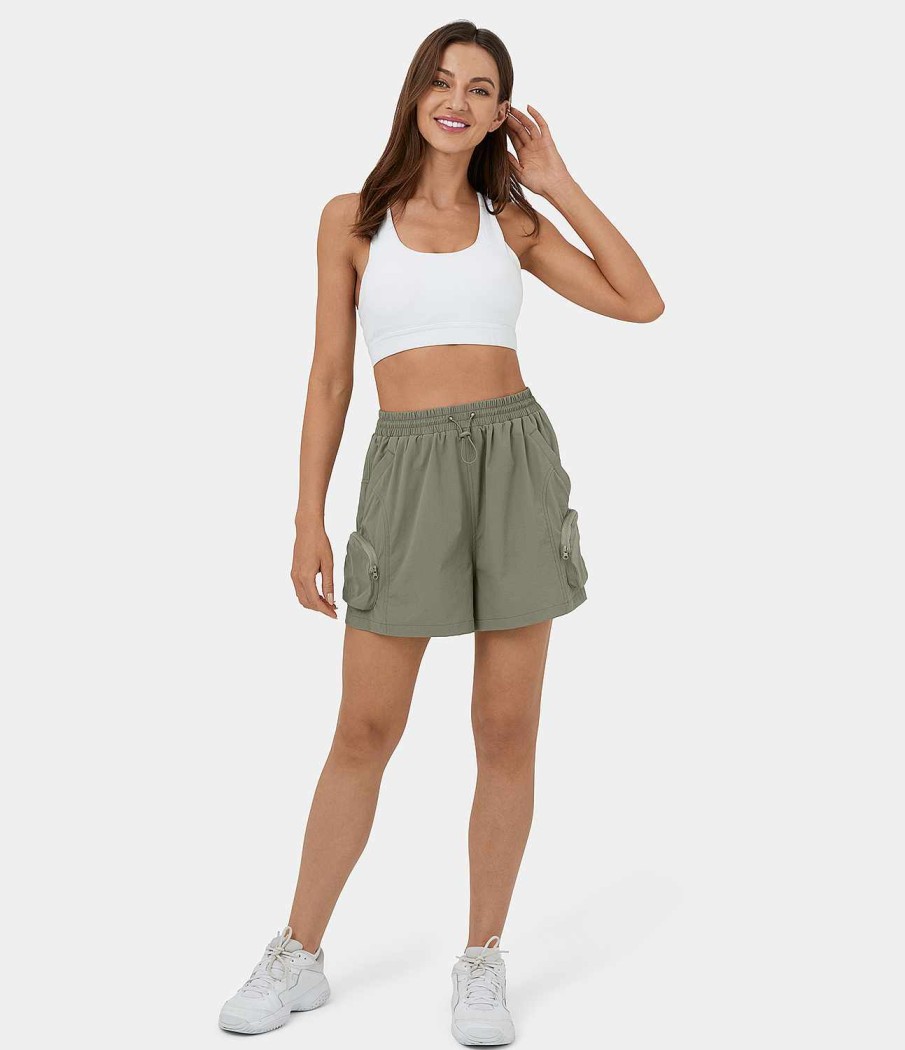 Kleidung HALARA Shorts Und Bikerhosen | Hohe Taille, Verstellbarer Kordelzug, Mehrere Taschen, Freizeit-Shorts, 7,6 Cm