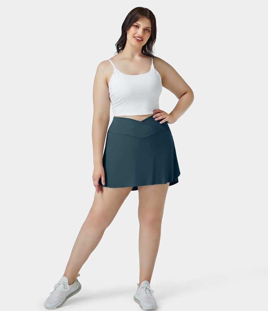 Plus + Kurve HALARA | Everyday Cloudful Air Fabric Crossover Side Pocket 2-In-1 Cool Touch Tennis Plus Size Rock-Lucid