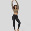 Kleidung HALARA Cropped Tops | Cloudful Fabric 3.0 U-Boot-Ausschnitt, Lange Armel, Ruckenfrei, Gedrehter Rucken, Solides, Kurzes Yoga-Sport-Top