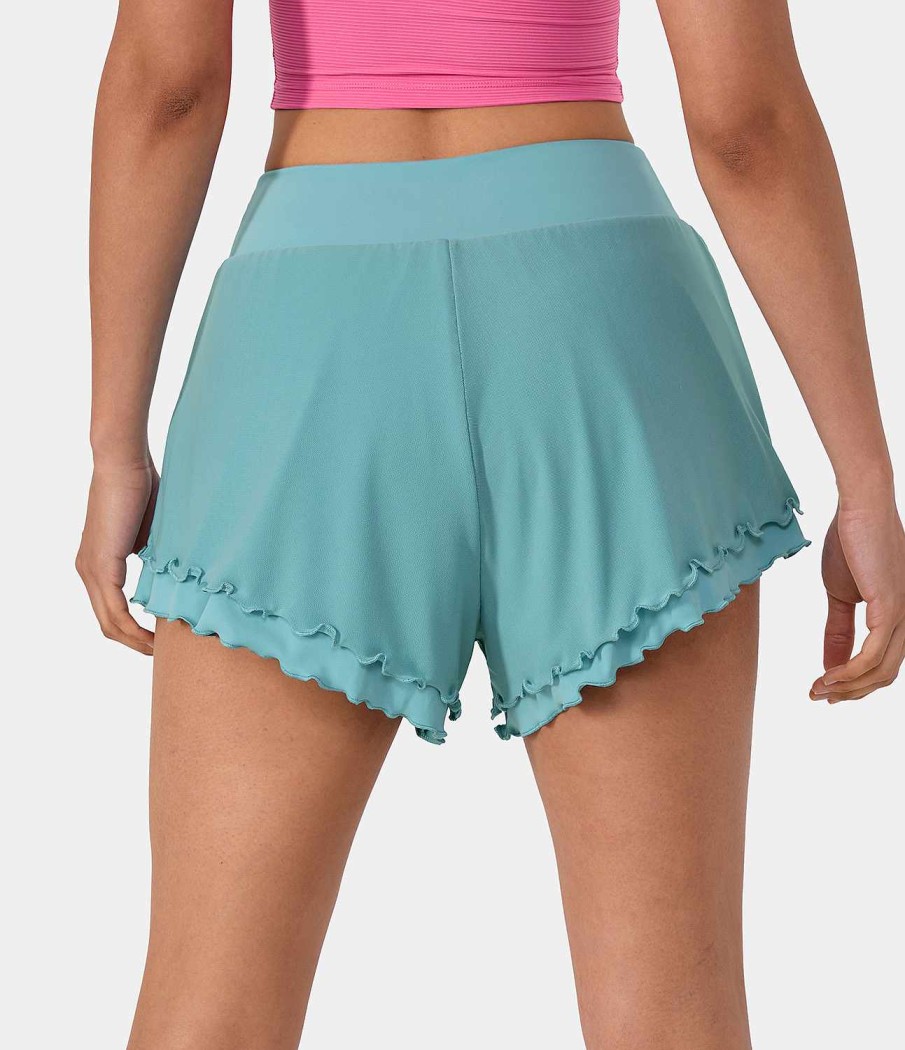 Kleidung HALARA Shorts Und Bikerhosen | 2-In-1-Freizeitshorts Mit Hohem Bund Und Ruschensaum