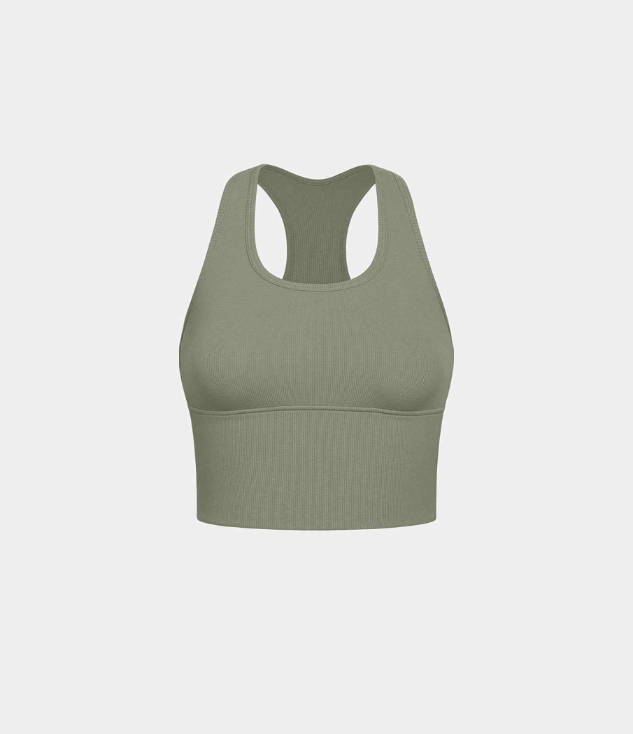 Oberteile HALARA | Geripptes, Lassiges Baumwoll-Tanktop Mit U-Ausschnitt Und Ruckenfreiem Racerback-Ausschnitt