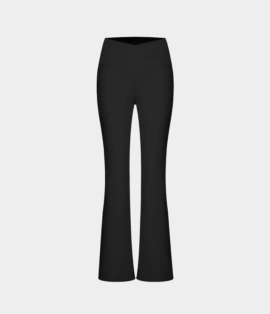 Leggings HALARA | Uberkreuzte, Ausgestellte Leggings Mit Taschen Und Geteiltem Saum In Voller Lange Smile