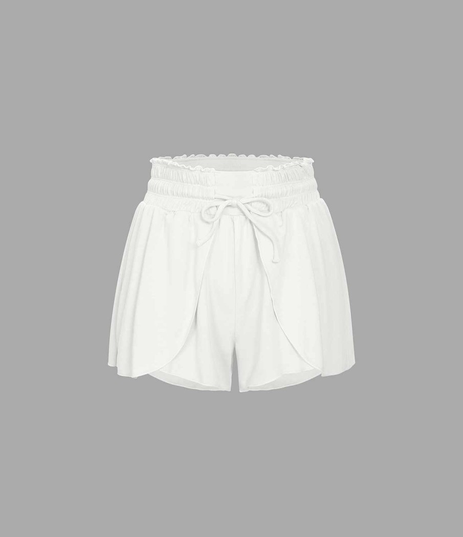 Shorts Und Biker HALARA | Ruschen, Hoch Taillierter, Elastischer Bund, Kordelzug, Fliesende, Gestapelte Freizeit-Shorts, 7,6 Cm