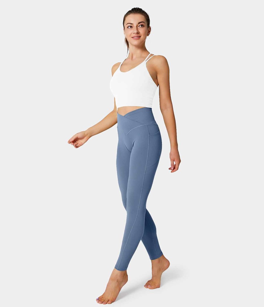 Oberteile HALARA | Cloudful Air Fabric Doppeltrager, Ruckenfrei, Kreuz Und Quer, Kurzes Cool-Touch-Yoga-Tanktop