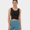 Kleidung HALARA Kurz Geschnittene Oberteile | Cloudful Air Fabric Rundhals-Crossover-Saum Mit Plissiertem, Gestapeltem, Verkurztem Cool-Touch-Yoga-Tanktop