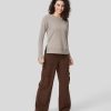 Oberteile HALARA | Lassiges Baumwoll-Sweatshirt Mit Rundhalsausschnitt, Daumenloch, Hohem, Tiefem, Geteiltem Saum