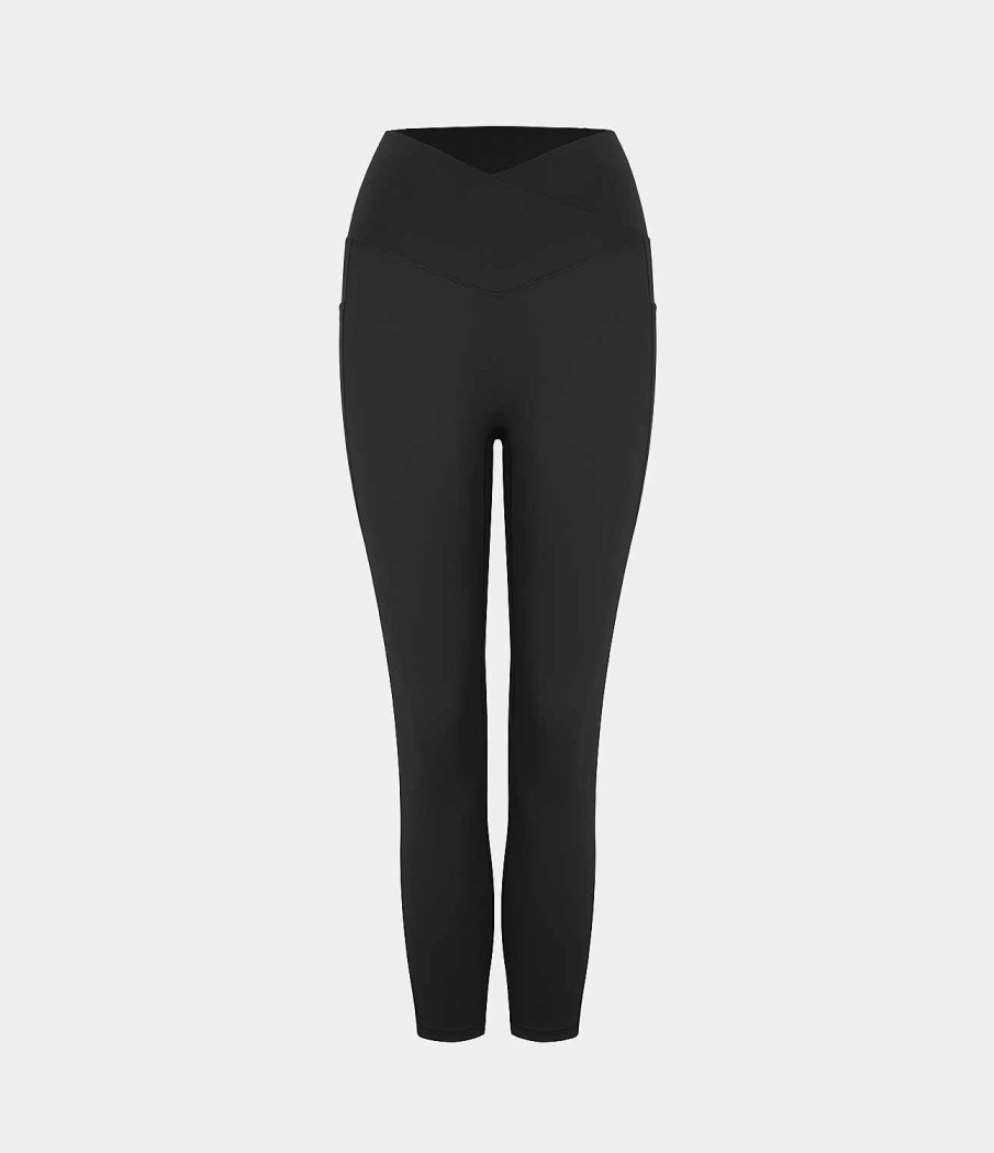 Leggings HALARA | Patitoff® Tierhaarresistente, Hoch Taillierte, Einfarbige Crossover-Capri-Leggings