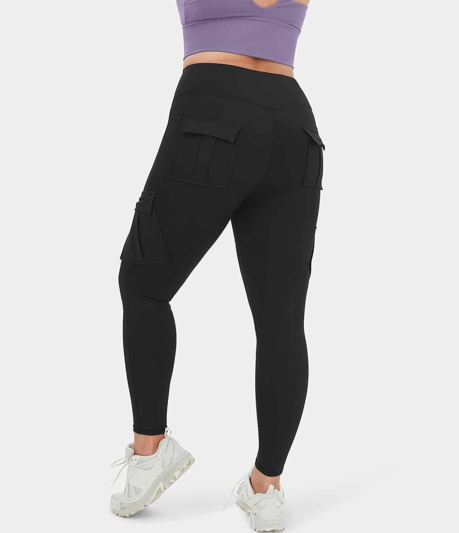 Plus + Kurve HALARA | Skinny-Yoga-Leggings In Ubergrose 7/8 Mit Hoher Taille Und Cargotasche