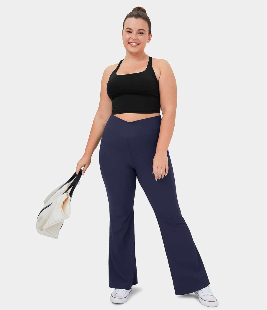 Plus + Kurve HALARA | Patitoff® Flow Tierhaarresistente Crossover-Leggings Mit Hoher Taille Und Gesastasche, Super-Flare-Leggings In Ubergrose