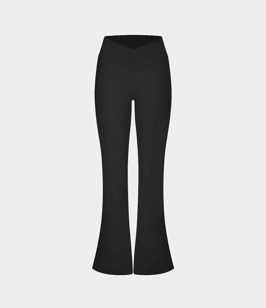 Leggings HALARA | Hoch Taillierte V-Formige Yoga-Leggings Mit Geraffter Gesastasche Und Ausgestelltem Bein