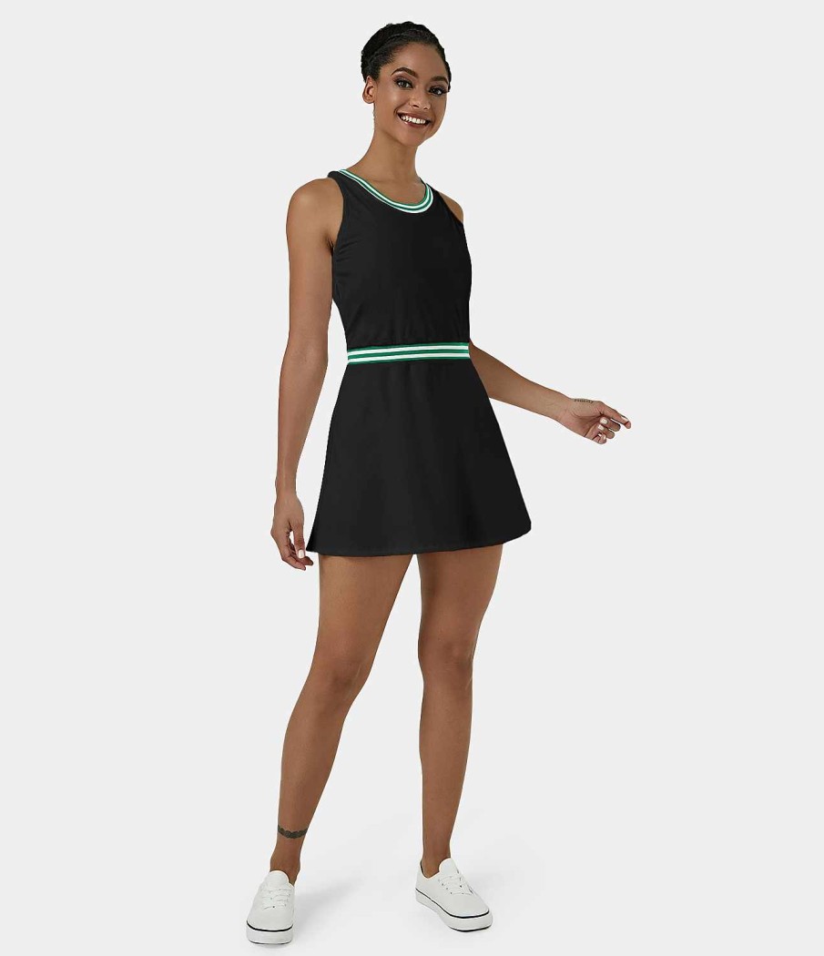 Kleider HALARA | Everyday Cloudful Air Fabric Cool Touch Activity Dress-First Place-No Liner Shorts Schwarz/Limettensorbet