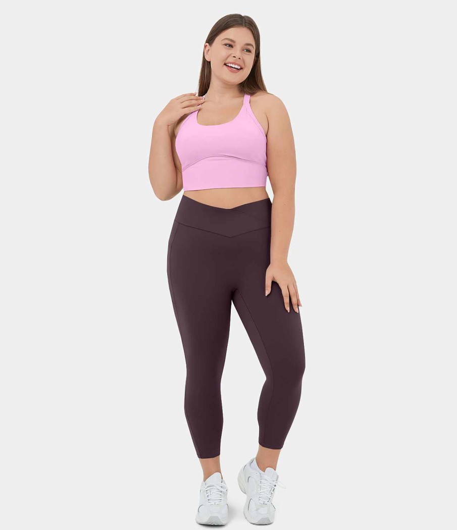 Plus + Kurve HALARA | Cloudful Fabric 3.0 Yoga-Capri-Leggings Mit Hoher Taille Und Uberkreuzten Seitentaschen In Ubergrose