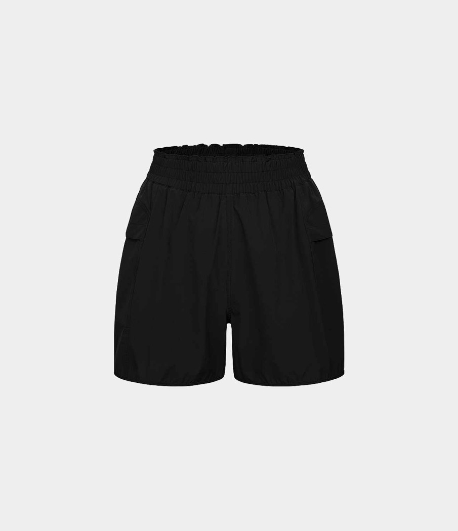 Kleidung HALARA Shorts Und Bikerhosen | Lassige Shorts Mit Mittlerer Leibhohe Und Ruschen, Elastischem Bund Und Seitentaschen, 4 Zoll