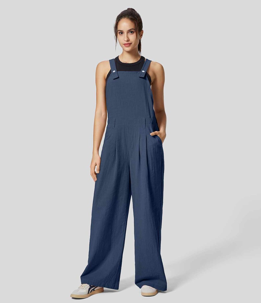 Kleidung HALARA Jumpsuits | Freizeit-Overall Aus Baumwolle Mit Verstellbaren Tragern Und Seitentaschen